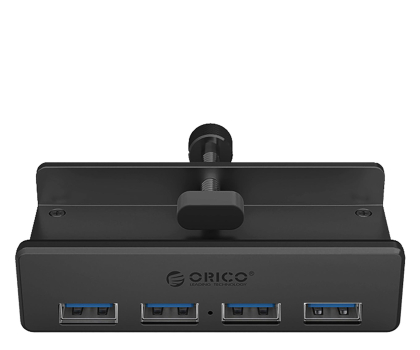 Hub USB Orico USB-A - 4x USB-A 3.0 - czarny (na zacisk, do biurka)